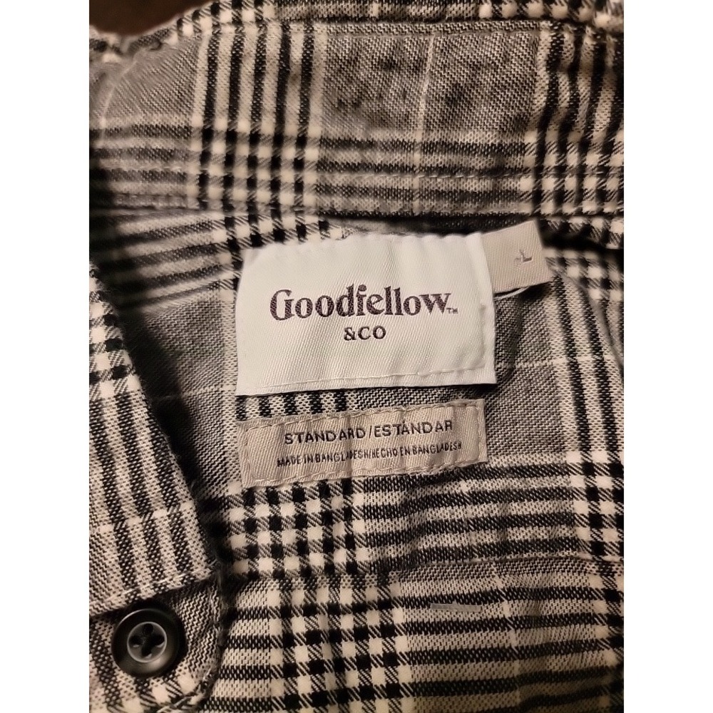 Goodfellow & Co Mens Gray‎ Plaid Button Down Shirt Long Sleeve Size L - Picture 7 of 7